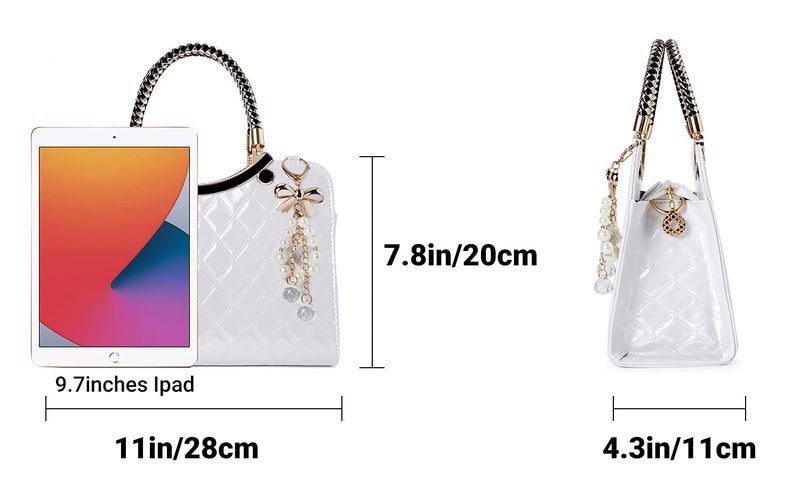 TIBES Shiny Patent Leather Women Purses Satchel Handbags Ladies Fashion Top Handle Handbags Crossbody Shoulder Bags - Image 4